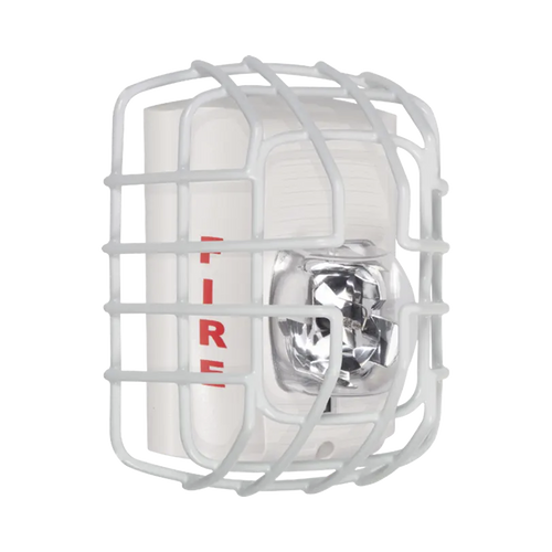 Protector De Rejilla Anti Vandalismo Y Golpes Accidentales, Color Blanco, Para Sirenas/Estrobos/Bocinas System Sensor, Montaje a Ras, 7.40"Altox6.15"Anchox3.39"Profundidad