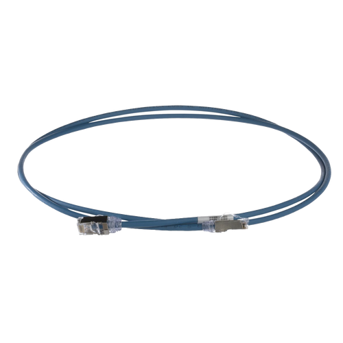 Patch Cord Cat6A, Diametro Reducido 28 AWG, Blindado S/FTP, CM/LS0H, 0.20 Metros (0.66 Pies), Color Azul