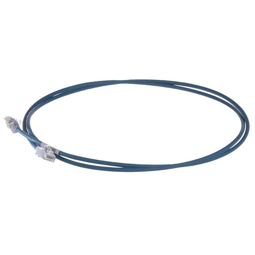 Patch Cord Cat6A, Diametro Reducido 28 AWG, Blindado S/FTP, CM/LS0H, 0.20 Metros (0.66 Pies), Color Azul