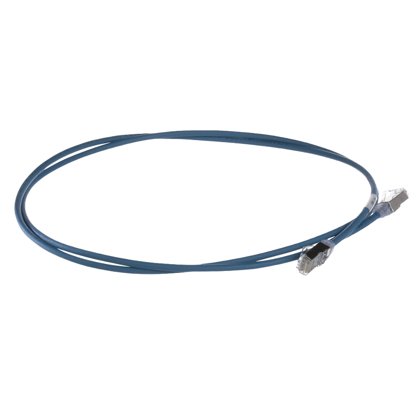 Patch Cord Cat6A, Diametro Reducido 28 AWG, Blindado S/FTP, CM/LS0H, 0.20 Metros (0.66 Pies), Color Azul