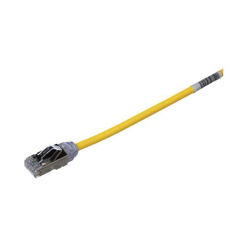 Patch Cord Cat6A, Diametro Reducido 28 AWG, Blindado S/FTP, CM/LS0H, 20 cm, Color Amarillo
