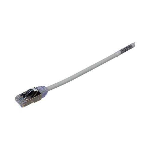 Patch Cord Cat6A, Diametro Reducido 28 AWG, Blindado S/FTP, CM/LS0H, 15 Metros (49.21 Pies), Color Gris