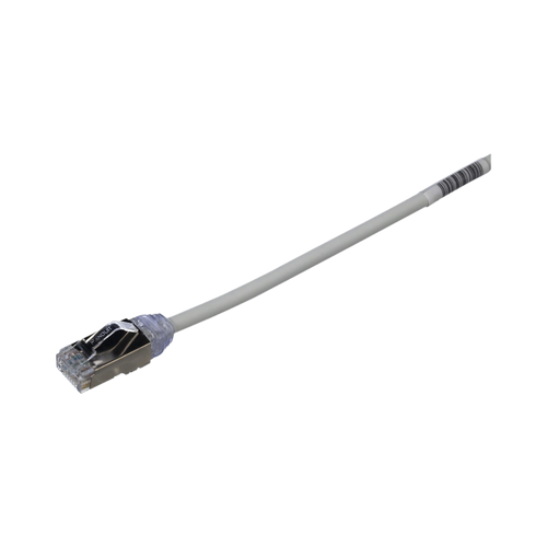 Patch Cord Cat6A, Diametro Reducido 28 AWG, Blindado S/FTP, CM/LS0H, 3 m, Color Gris