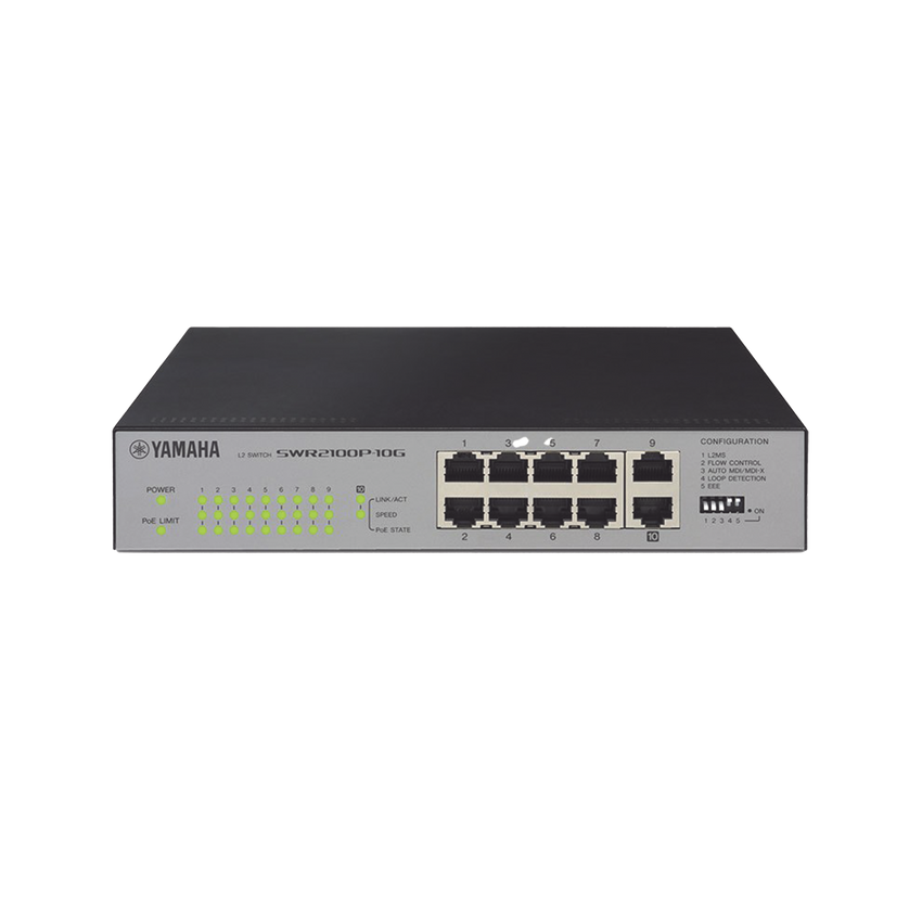 SWITCH DE RED POE 10 PUERTOS OPTIMIZADO P/ REDES DANTE