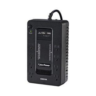 UPS de 650 VA/390 W, Topología Standby con Modo Ahorrador ECO, Entrada 120 Vca NEMA 5-15P, Con 8 Tomas NEMA 5-15R