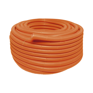 Manguera Poliducto Corrugado Flexible Naranja Reforzado de 1/2" x 100 m Para Instalaciones Eléctricas /Polietileno Alta Densidad HDPE/ Sin guía /Resistente a Intemperie.