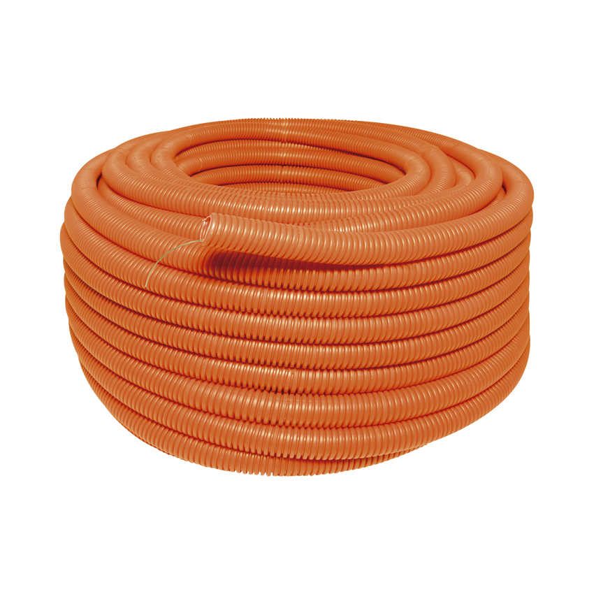 Manguera Poliducto Corrugado Flexible Naranja Reforzado de 3/4" x 50 m Para Instalaciones Eléctricas /Polietileno Alta Densidad HDPE/ Sin guía /Resistente a Intemperie.