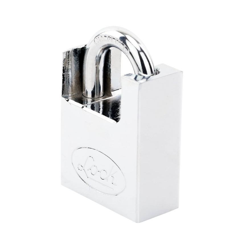 Candado de acero con Guarda Anti Palanca/ Acabado en Cromo Satinado / Doble Cerrojo / Medida 40 mm/ Nivel de seguridad 7/ 4 Llaves Abloy.
