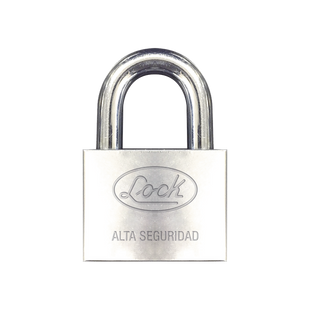 Candado de hierro alta seguridad con llave de disco/ Acabado Cromado/ Llaves Abloy/ Medida de Horquilla 50 mm.