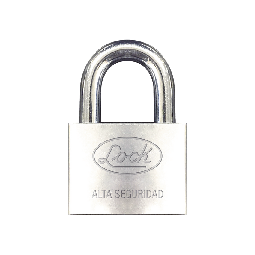 Candado de hierro alta seguridad con llave de disco/ Acabado Cromado/ Llaves Abloy/ Medida de Horquilla 50 mm.