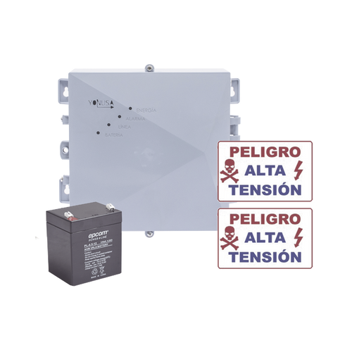 KIT de Energizador de 12,000Volts-1JOULES/2500 mts lineales de proteccion/Activado por Atenuación de voltaje,Corte de línea o Aterrizamiento de la línea/Integración a panel de Alarma.