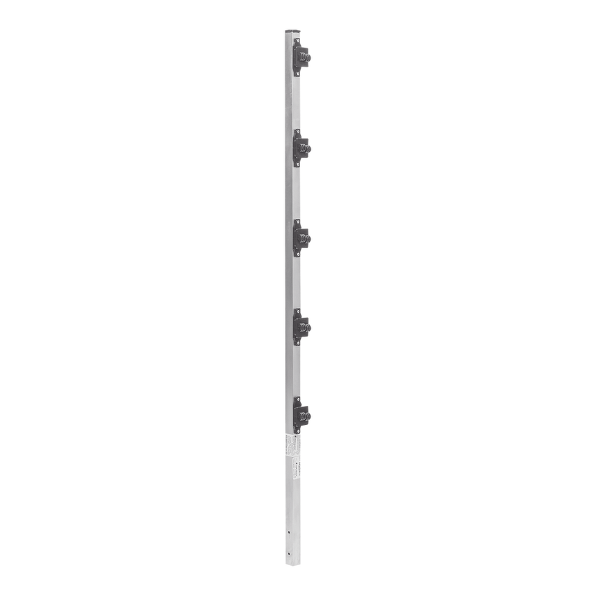 Poste de Paso de 1.2m para Cerca Electrificada de PTR Cuadrado de Aluminio de 1" de lado con 5 Aisladores Instalados.