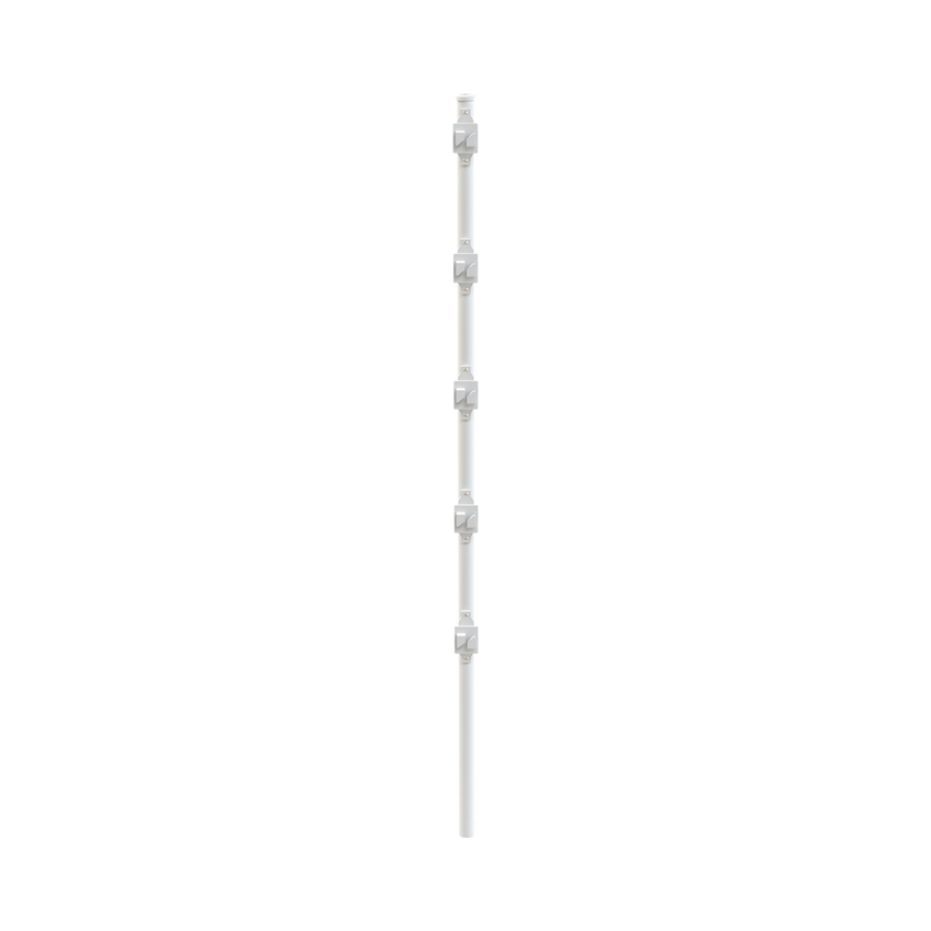 Poste con 5 Aisladores de PASO  para Cerca Electrificada. Tubo Galvanizado de 1.2m, cal. 18 de 1" Diam. + Pintura Blanca Aplicación en Polvo.