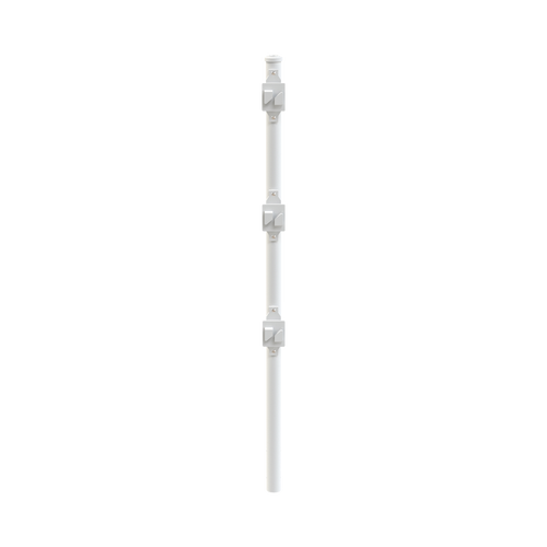 Poste de Paso Blanco de 0.75m para Cerca Electrificada. Tubo Galvanizado cal. 18 de 1"Diam. con Tapón y 3 Aisladores Instalados.