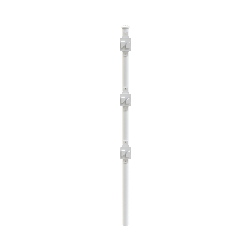 Poste de Paso Blanco de 0.75m para Cerca Electrificada. Tubo Galvanizado cal. 18 de 1"Diam. con Tapón y 3 Aisladores Instalados.