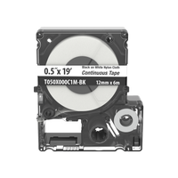 Casete de Etiquetas de Nylon de Cinta Continua, Color Negro Sobre Blanco, Uso Interior/Exterior, 12 (0.5 in) mm de Ancho x 6 Metros de Largo