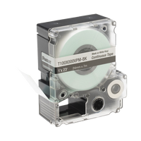 Casete de Etiquetas de Vinilo de Cinta Continua, Color Negro Sobre Blanco, Uso Interior/Exterior, 24 mm (0.94 Pulgadas) de Ancho x 7.6 Metros (24.93 Pies) de Largo