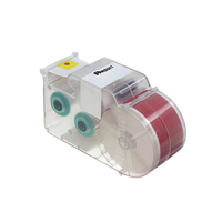 Casete de Etiquetas de Vinilo de Cinta Continua, Color Blanco Sobre Rojo, Uso Interior/Exterior, 25.4 mm de Ancho x 7.6 Metros de largo