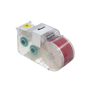 Casete de Etiquetas de Vinilo de Cinta Continua, Color Blanco Sobre Rojo, Uso Interior/Exterior, 25.4 mm de Ancho x 7.6 Metros de largo