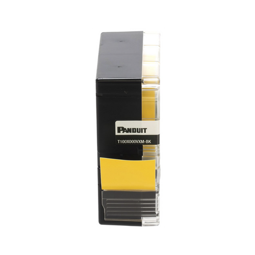Casete de Etiquetas de Vinilo de Cinta Continua, Color Negro Sobre Amarillo, Uso Interior/Exterior, 24 mm (0.94 Pulgadas) de Ancho x 7 Metros (23 Pies) de Largo