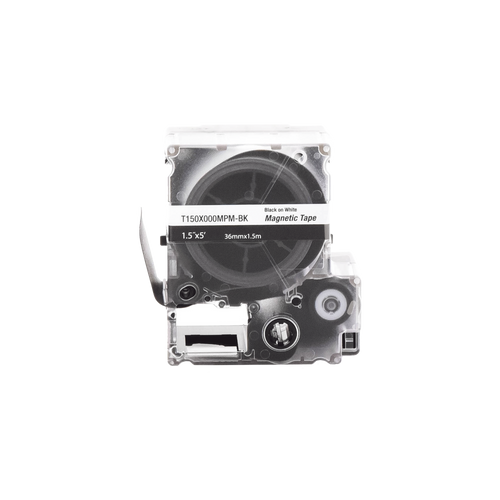 Casete de Etiquetas Magnéticas de Cinta Continua, Color Blanco Sobre Negro, Uso Interior, 36 mm (1.42 pulgadas) de Ancho x 1.5 Metros (4.92 pies) de Largo