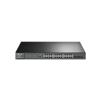 Switch JetStream PoE+ administrable Capa 2, 24 puertos 10/100/1000 Mbps + 4 puertos SFP 384 W