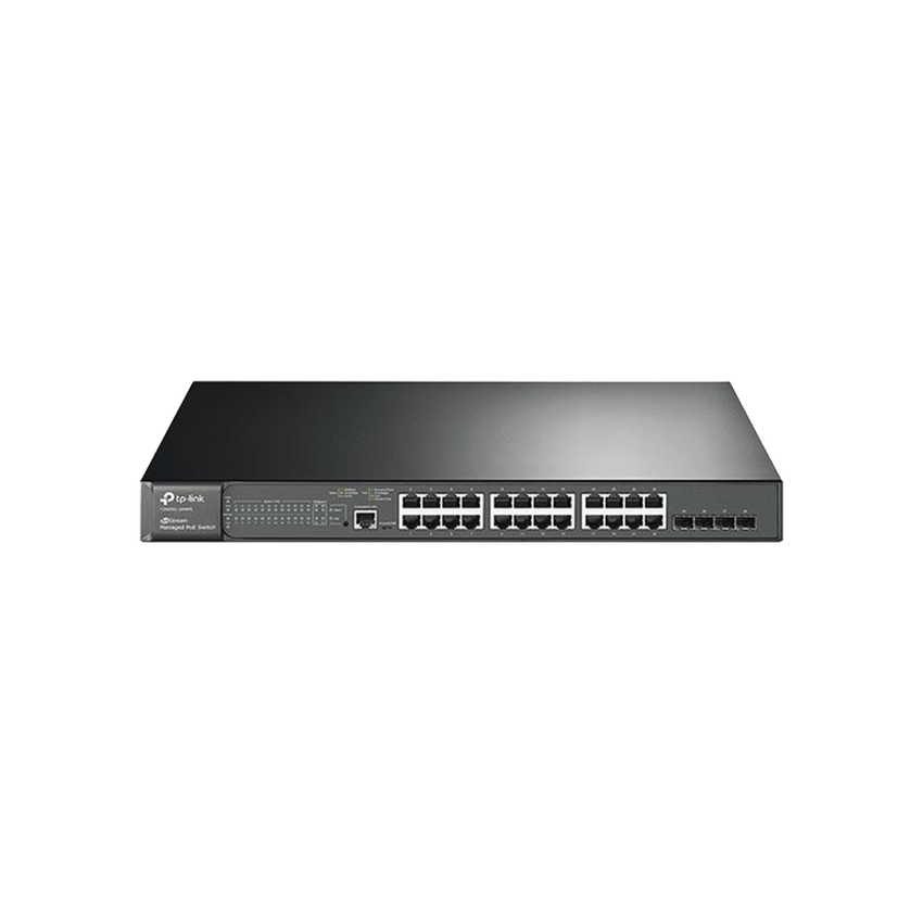 Switch JetStream PoE+ administrable Capa 2, 24 puertos 10/100/1000 Mbps + 4 puertos SFP 384 W