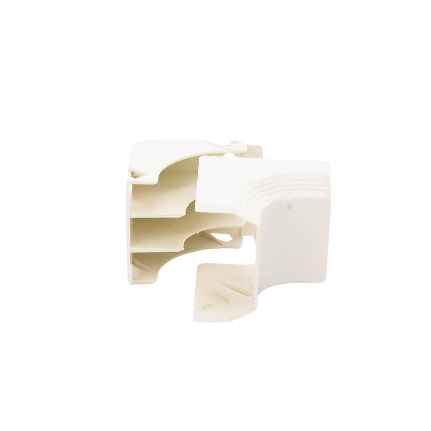 Esquinero interior, para uso con canaleta T45, Material PVC Rígido, Color Blanco Mate