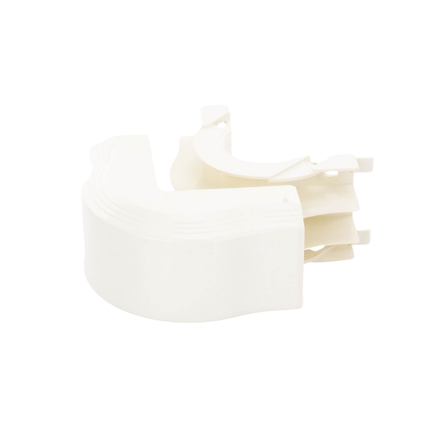 Esquinero exterior, para uso con canaleta T45, Material PVC Rígido, Color Blanco Mate