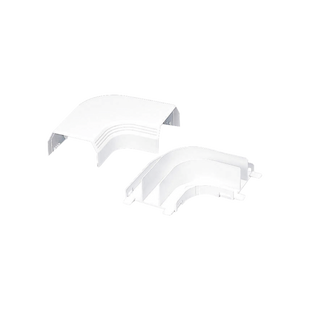 Curva de radio controlado, para uso con canaleta T45, Material PVC Rígido, Color Blanco Mate