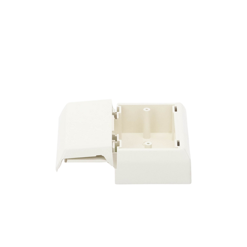 Caja Superficial Con Bisagras de Instalación a Presión, Para Canaletas T45, Material PVC Rígido, Color Blanco Mate