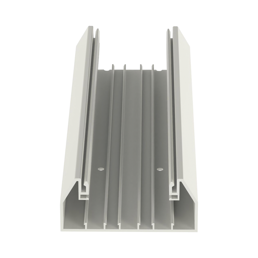 Base para canaleta T-70, de PVC rígido, con orificios perforados para montaje, 103.3 x 44.9 x 2400 mm, Color Blanco Mate