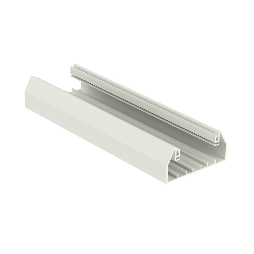 Base para canaleta T-70, de PVC rígido, con orificios perforados para montaje, 103.3 x 44.9 x 2400 mm, Color Blanco Mate