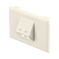 Placa de Pared Horizontal T70, Salida Para 2 Puertos Mini-Com, Con Espacios Para Etiquetas, Color Blanco Mate