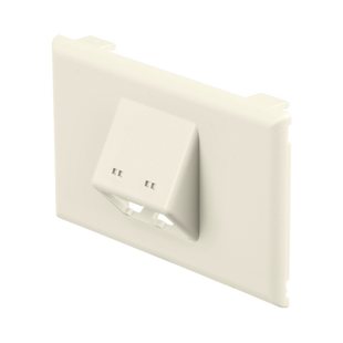 Placa de Pared Horizontal T70, Salida Para 2 Puertos Mini-Com, Con Espacios Para Etiquetas, Color Blanco Mate