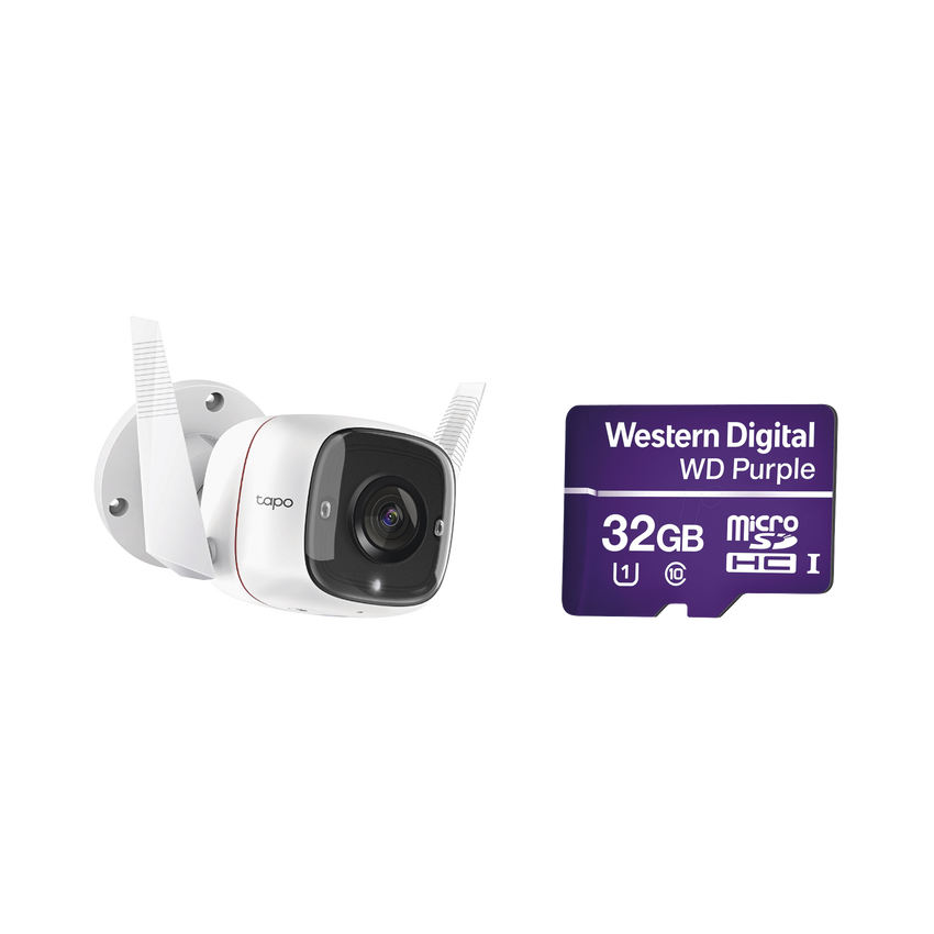 Kit de Cámara IP Wi-Fi / Incluye 1 Pieza Modelo TAPOC310 / 2 Megapixel / Audio Doble Vía / Utiliza la App Tapo / 1 Memoria Micro SD Modelo WD32MSD