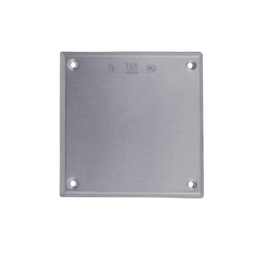 Tapa cuadrada ciega de aluminio para caja cuadrada.