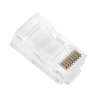 Bote con 100 Piezas de Plug Modular RJ45 Cat5e sin Blindaje, Chapado de Oro a 30 Micras para Durabilidad Extrema