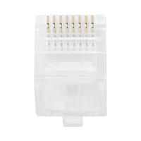 Bote con 100 Plugs Pass Through RJ45 Cat5e sin Blindaje, Chapado de Oro a 30 Micras para Durabilidad Extrema