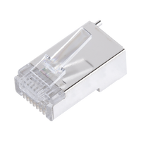 Bote con 100 Piezas de Plug Modular RJ45 Cat5e Blindado, Chapado de Oro a 30 Micras para Durabilidad Extrema con Pin de Tierra