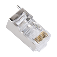 Bote con 100 Piezas de Plug Modular RJ45 Cat5e Blindado, Chapado de Oro a 30 Micras para Durabilidad Extrema con Pin de Tierra
