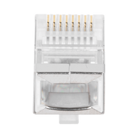 Bote con 100 Plugs Pass Through RJ45 Cat5e Blindado, Chapado de Oro a 30 Micras para Durabilidad Extrema