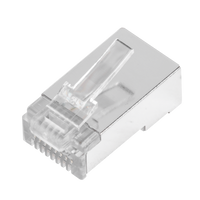 Bote con 100 Plugs Pass Through RJ45 Cat5e Blindado, Chapado de Oro a 30 Micras para Durabilidad Extrema