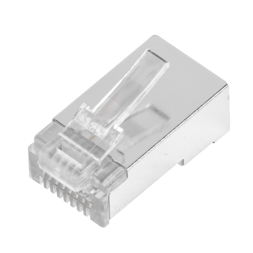 Bote con 100 Plugs Pass Through RJ45 Cat5e Blindado, Chapado de Oro a 30 Micras para Durabilidad Extrema
