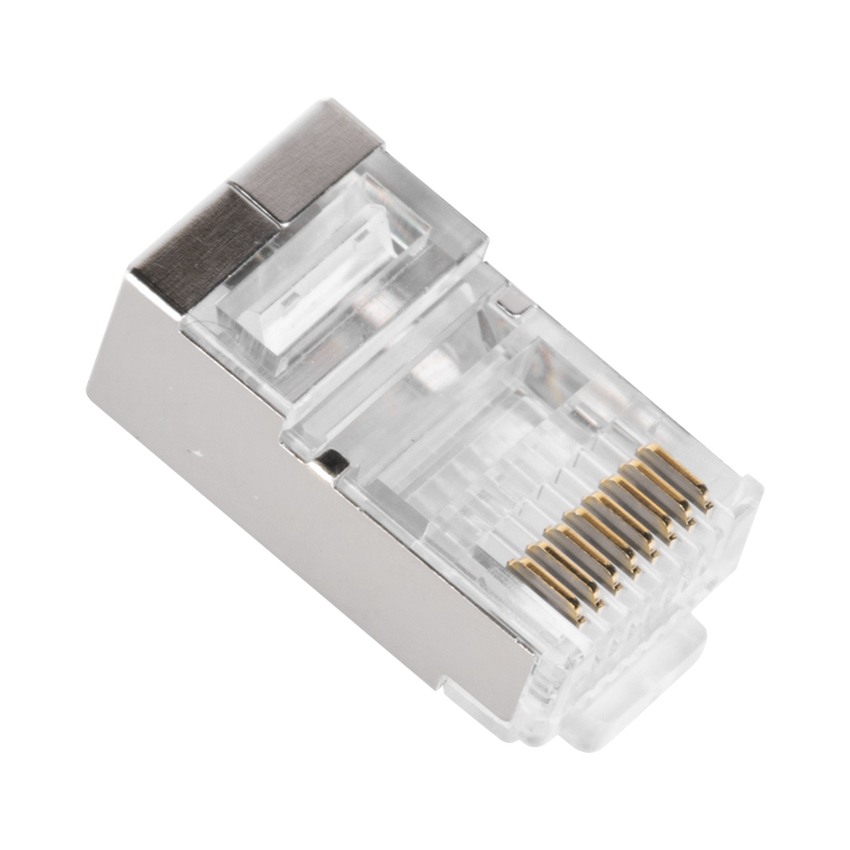 Bote con 100 Piezas de Plug Modular RJ45 Cat6A Chapado de Oro a 30 Micras para Durabilidad Extrema