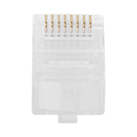 Bote con 100 Plugs Pass Through RJ45 Cat6 sin Blindaje, Chapado de Oro a 30 Micras para Durabilidad Extrema