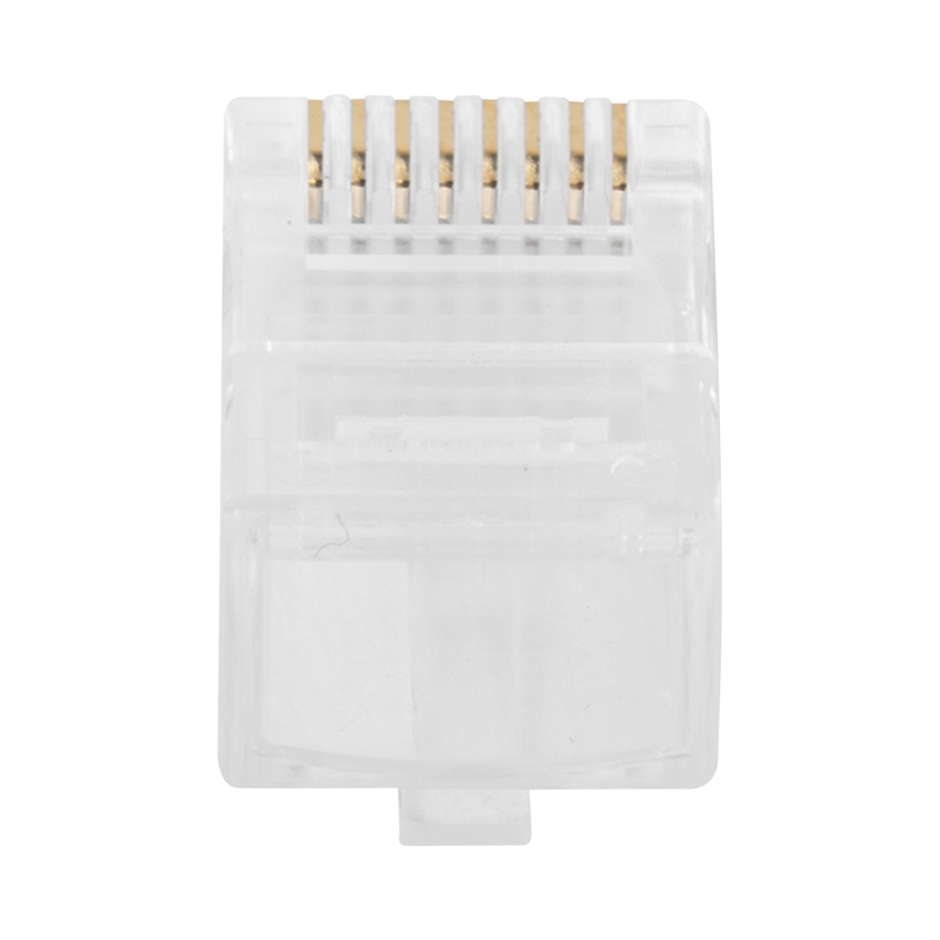 Bote con 100 Plugs Pass Through RJ45 Cat6 sin Blindaje, Chapado de Oro a 30 Micras para Durabilidad Extrema