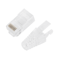 Bote con 50 Plugs Pass Through RJ45 Cat6 sin Blindaje, con Alivio de Tensión Incluido, Chapado de Oro a 30 Micras para Durabilidad Extrema