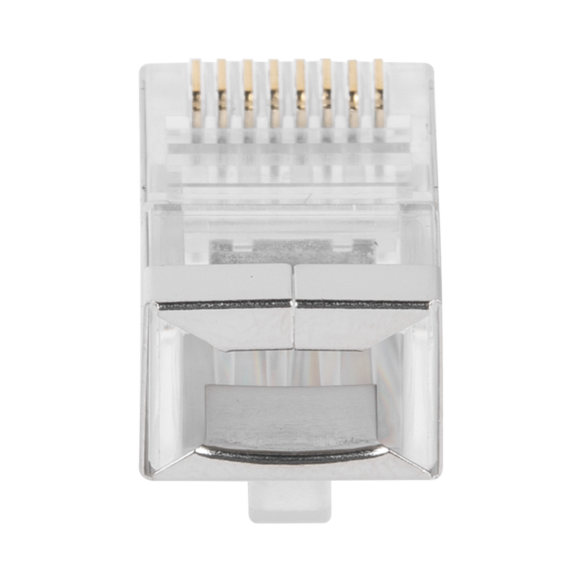 Bote con 100 Piezas de Plug Modular RJ45 Cat6 Blindado, Chapado de Oro a 30 Micras para Durabilidad Extrema SIN PIN de Tierra