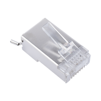 Bote con 100 Piezas de Plug Modular RJ45 Cat6 Blindado con Pin de Tierra, Chapado de Oro a 30 Micras para Durabilidad Extrema